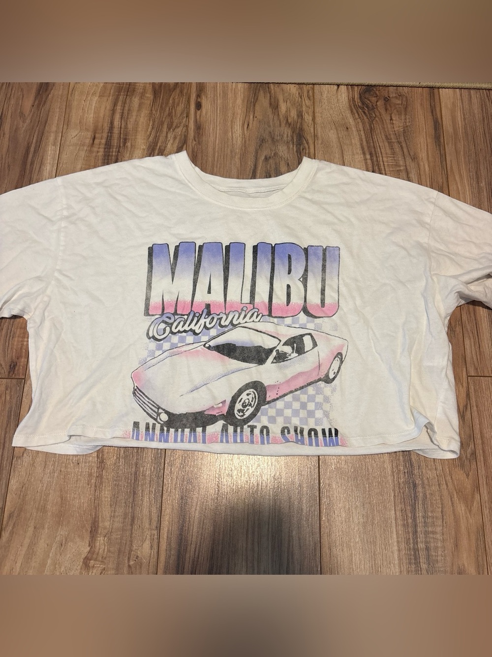 White Malibu California Graphic Crop Tee